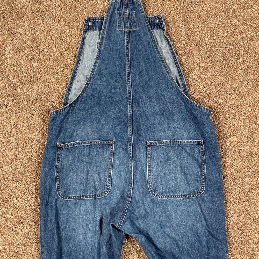 Gap Denim Overalls Womens M Crop Slouch Blue Denim Relaxed Bib Pocket Casual - Picture 8 of 8